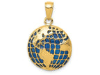 FJC Finejewelers 14k Yellow Gold Blue Enameled Globe Charm