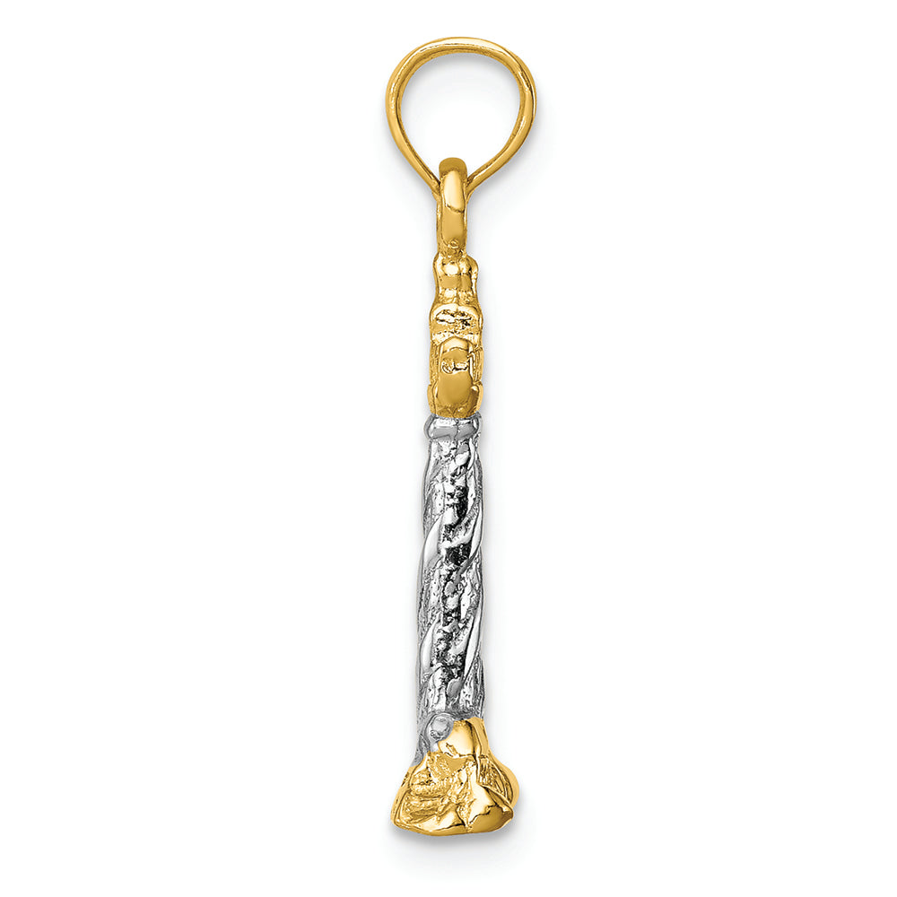 FJC Finejewelers 14k Yellow Gold with Rhodium 3d Cape Hatteras Lighthouse Charm