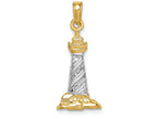 FJC Finejewelers 14k Yellow Gold with Rhodium 3d Cape Hatteras Lighthouse Charm