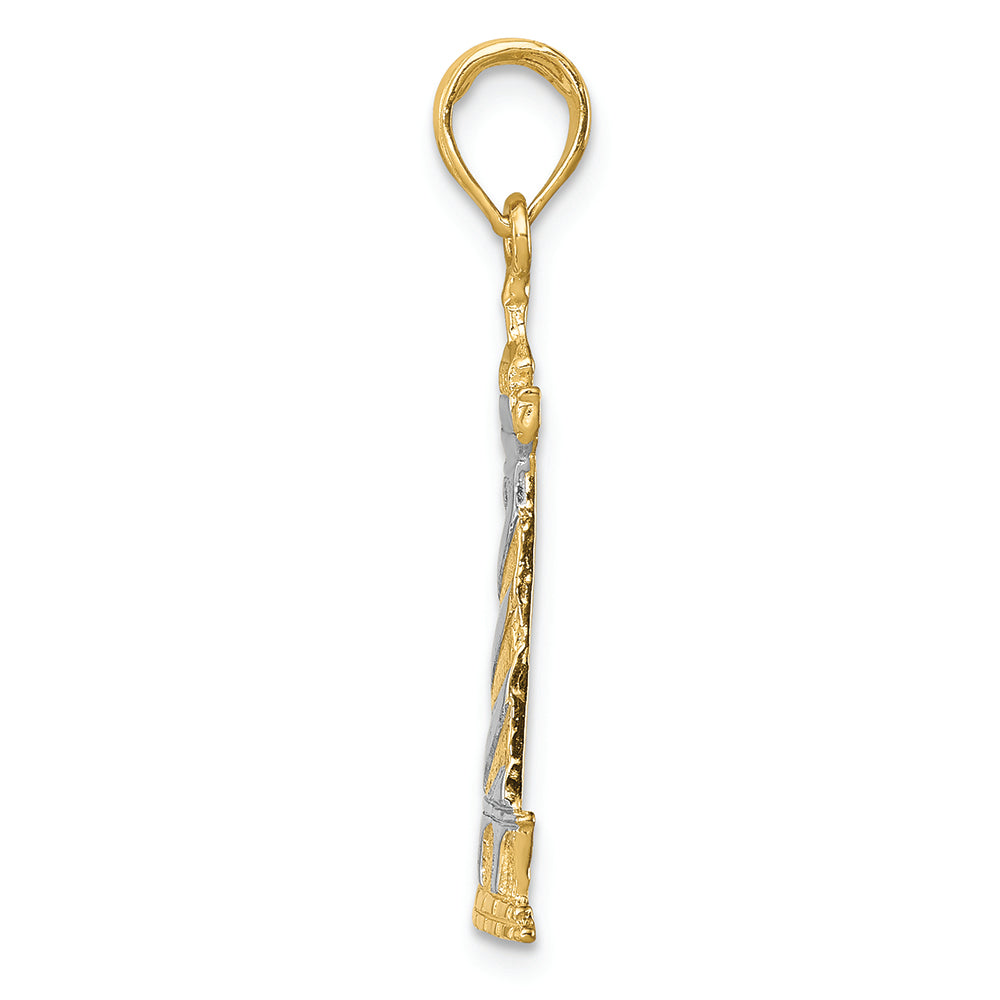 FJC Finejewelers 14k Yellow Gold with Rhodium Cape Hatters Lighthouse Charm
