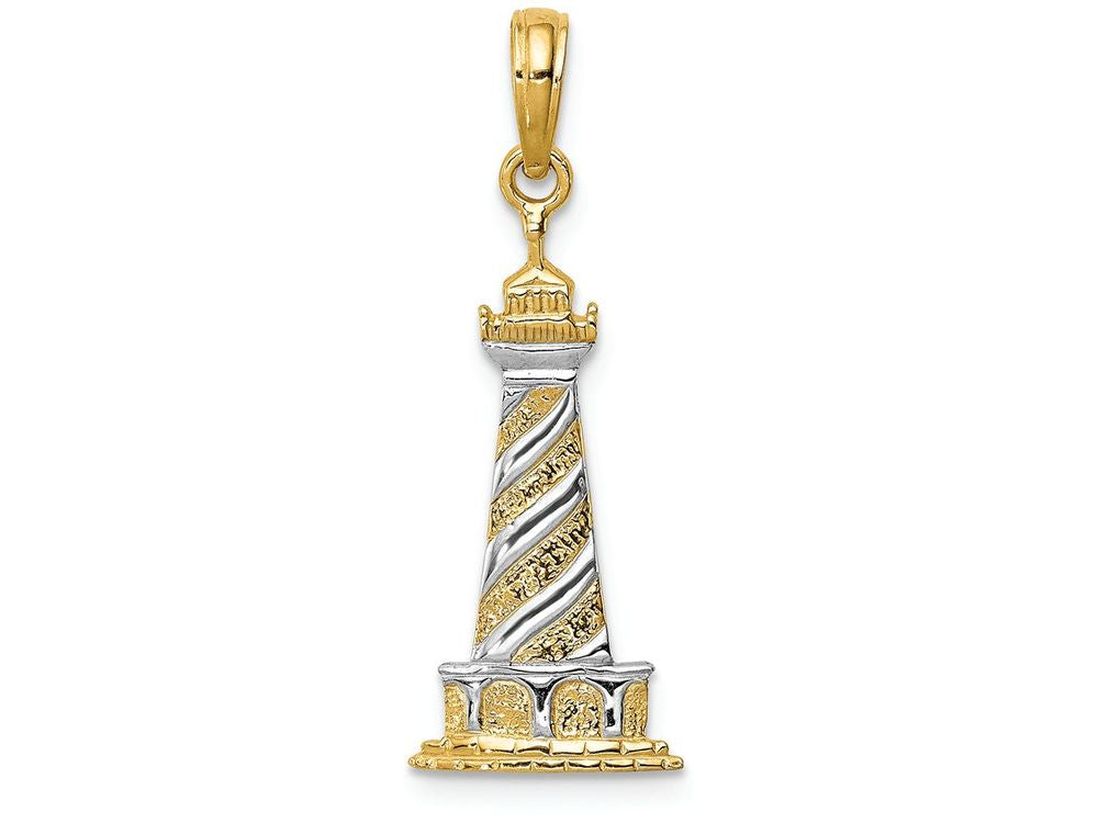 FJC Finejewelers 14k Yellow Gold with Rhodium Cape Hatters Lighthouse Charm