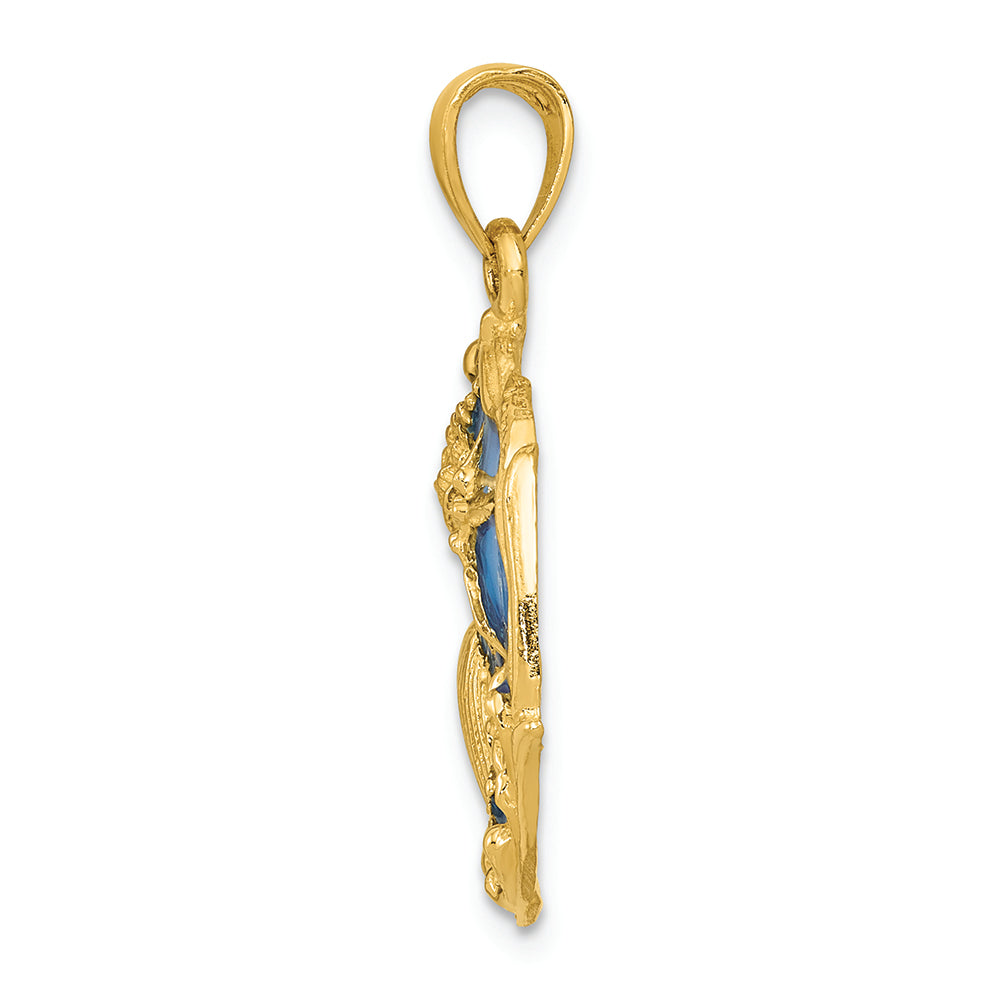 FJC Finejewelers 14k Yellow Gold Blue Enameled Shell Cluster Charm