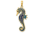 FJC Finejewelers 14k Yellow Gold 3d Blue Enameled Seahorse Charm