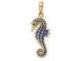 FJC Finejewelers 14k Yellow Gold 3d Blue Enameled Seahorse Charm