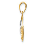 FJC Finejewelers 14k Yellow Gold with Rhodium Double Dolphins In Circle Charm