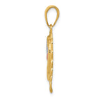 FJC Finejewelers 14k Two-tone Gold with Rhodium Dolphins In Heart Charm
