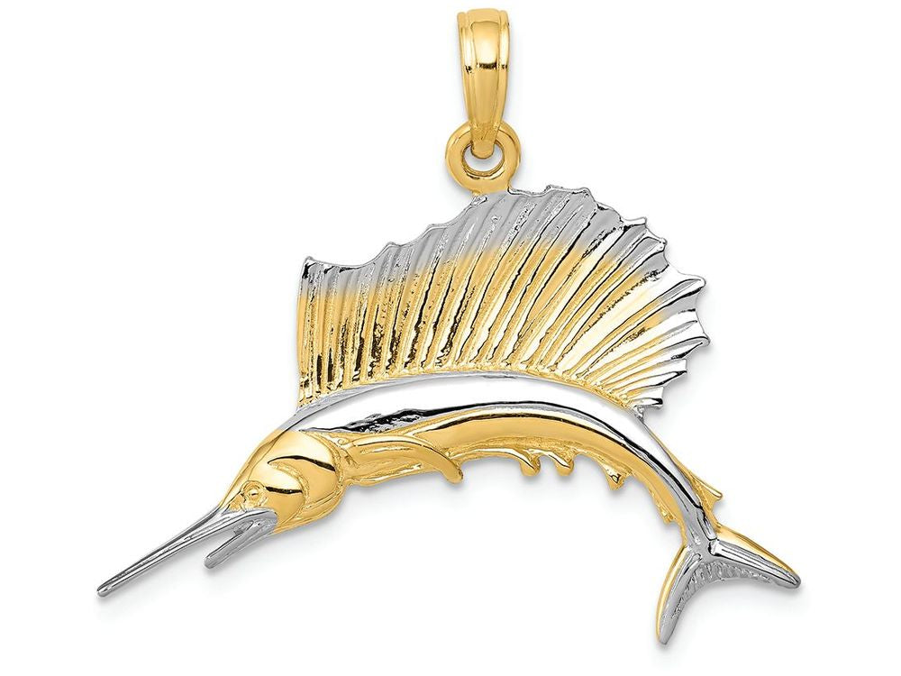 FJC Finejewelers 14k Yellow Gold with Rhodium Sailfish Charm