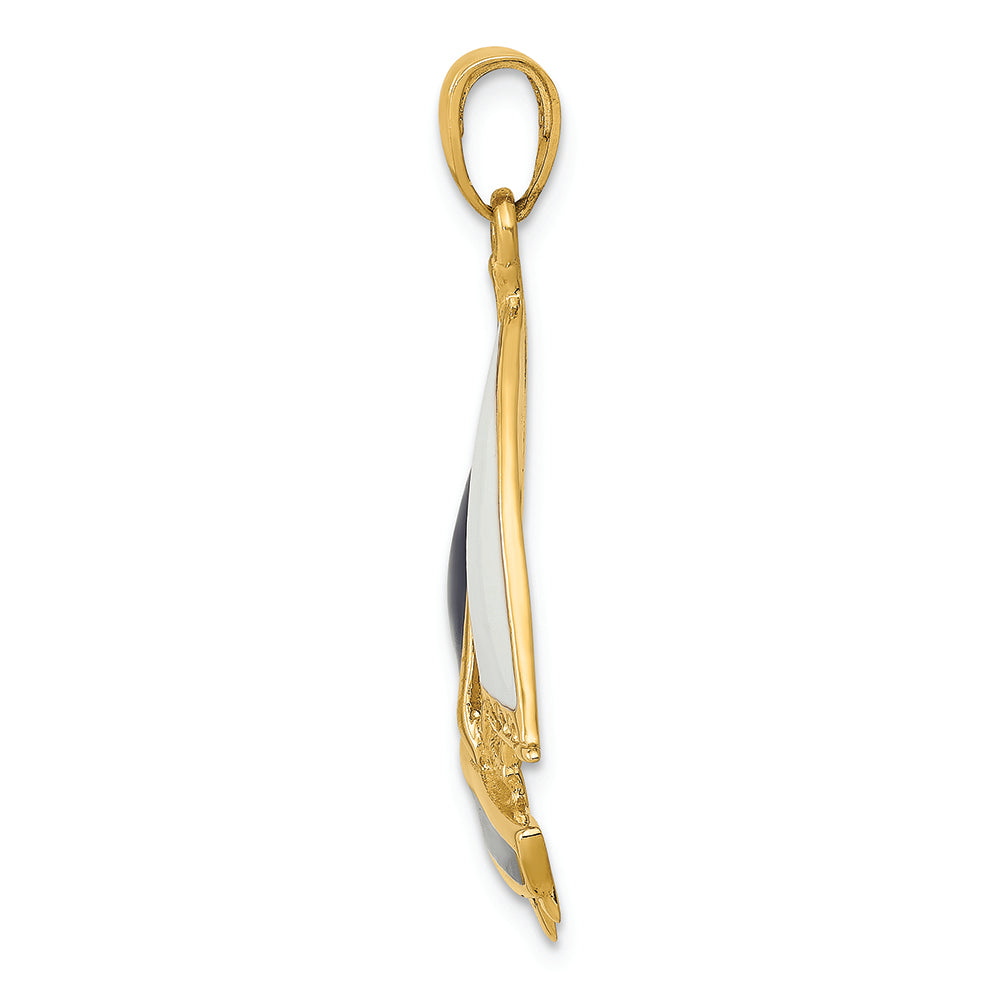 FJC Finejewelers 14k Yellow Gold  Blue And White Enameled Sailboat Charm