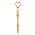 FJC Finejewelers 14k Yellow Gold  Red  White  And Blue Enameled Anchor Charm