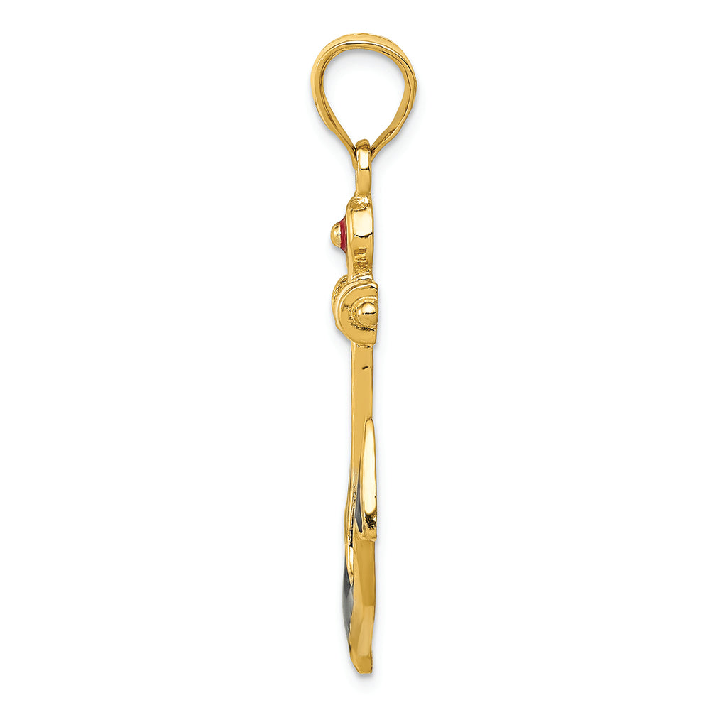 FJC Finejewelers 14k Yellow Gold  Red  White  And Blue Enameled Anchor Charm