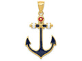 FJC Finejewelers 14k Yellow Gold  Red  White  And Blue Enameled Anchor Charm