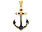 FJC Finejewelers 14k Yellow Gold  Red  White  And Blue Enameled Anchor Charm