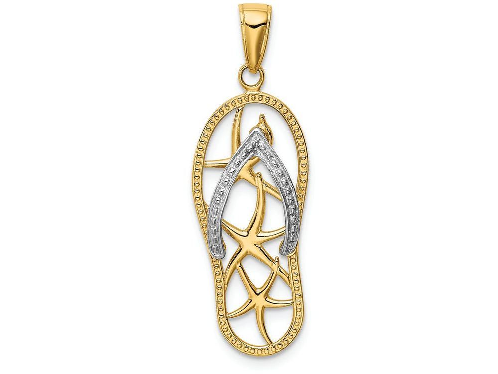FJC Finejewelers 14k Two-tone Gold Starfish Flip-flop Charm
