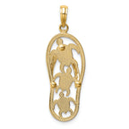 FJC Finejewelers 14k Two-tone Gold Triple Sea Turtle Flip-flop Charm