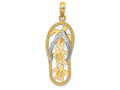 FJC Finejewelers 14k Two-tone Gold Triple Sea Turtle Flip-flop Charm