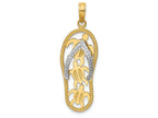 FJC Finejewelers 14k Two-tone Gold Triple Sea Turtle Flip-flop Charm