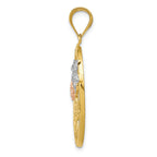 FJC Finejewelers 14k Two-tone Gold with Rhodium Bright Cut Oval Floral Charm
