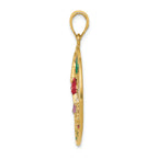 FJC Finejewelers 14k Yellow Gold Enameled Hummingbird Flower Round Frame Charm