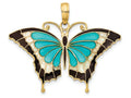FJC Finejewelers 14k Yellow Gold Aqua Enameled Butterfly Charm