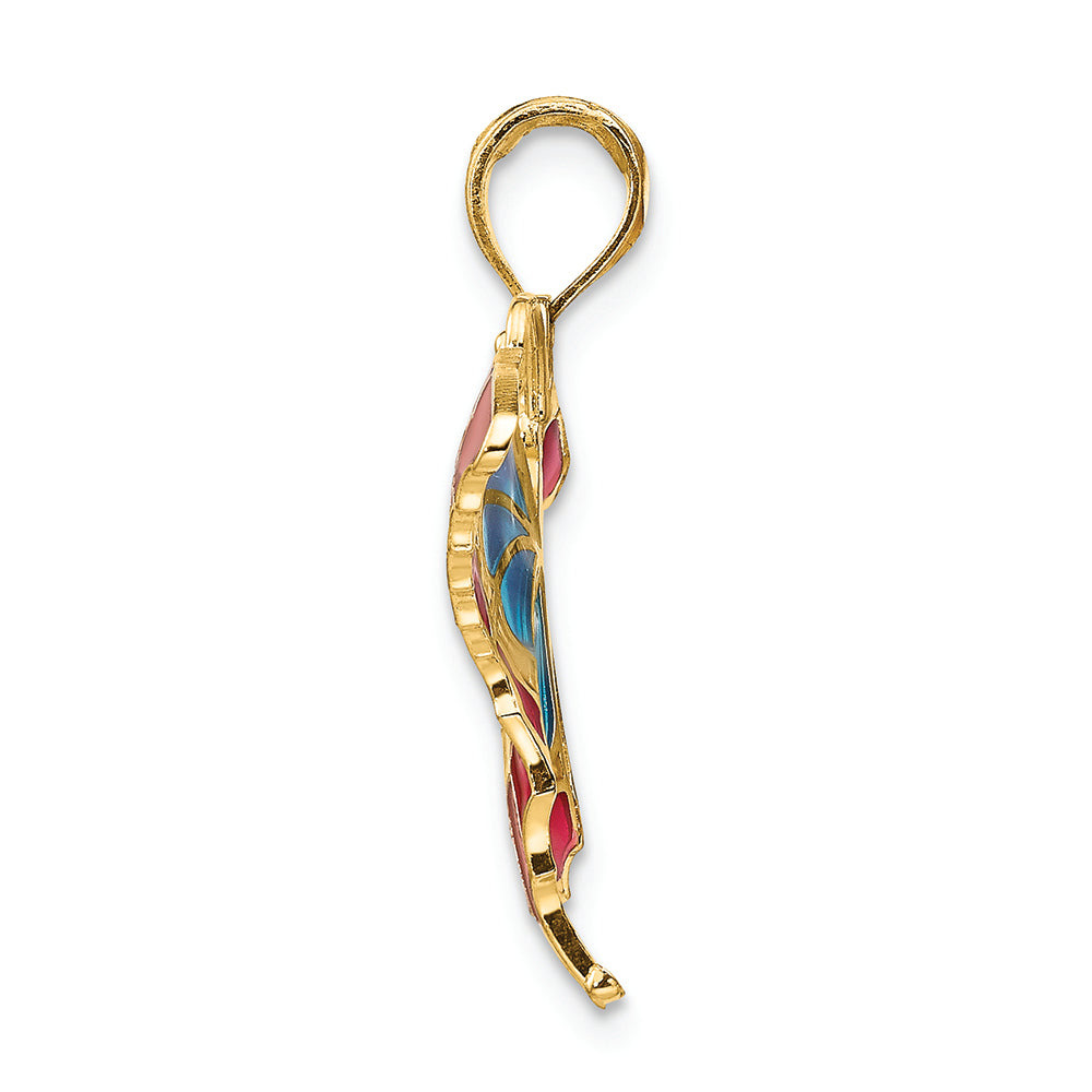 FJC Finejewelers 14k Yellow Gold Blue Pink Enameled Butterfly Charm