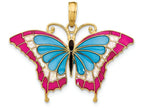 FJC Finejewelers 14k Yellow Gold Blue Pink Enameled Butterfly Charm