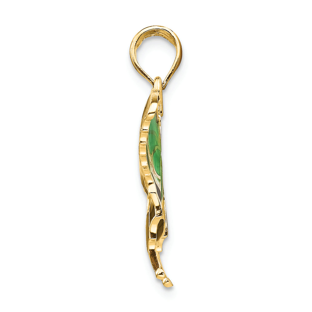 FJC Finejewelers 14k Yellow Gold Green Enameled Butterly Charm