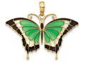 FJC Finejewelers 14k Yellow Gold Green Enameled Butterly Charm