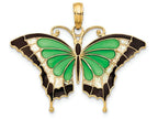 FJC Finejewelers 14k Yellow Gold Green Enameled Butterly Charm