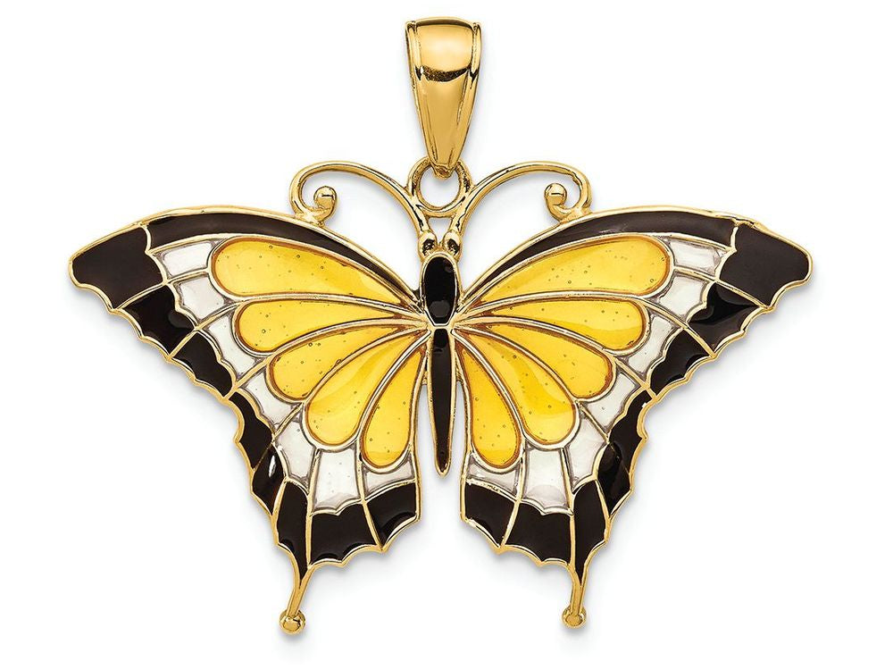 FJC Finejewelers 14k Yellow Gold Yellow Enameled Butterfly Charm