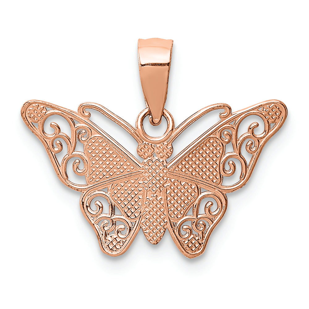 FJC Finejewelers 14k Rose Gold with Rhodium Bright Cut Butterfly Charm