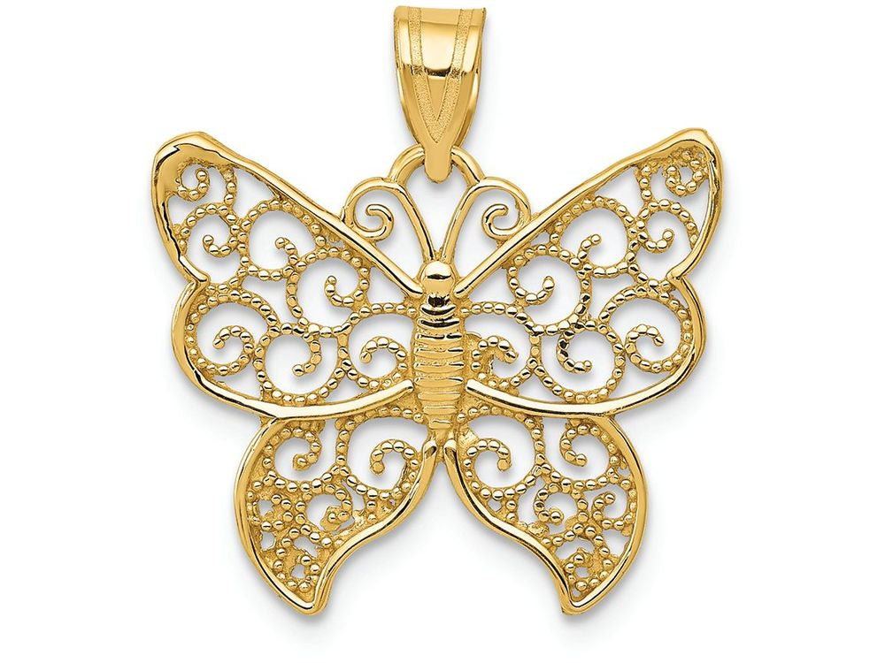 FJC Finejewelers 14k Yellow Gold Filigree Butterfly Charm
