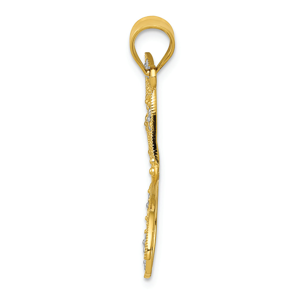 FJC Finejewelers 14k Yellow Gold with Rhodium Filigree Dragonfly Charm