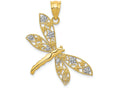 FJC Finejewelers 14k Yellow Gold with Rhodium Filigree Dragonfly Charm