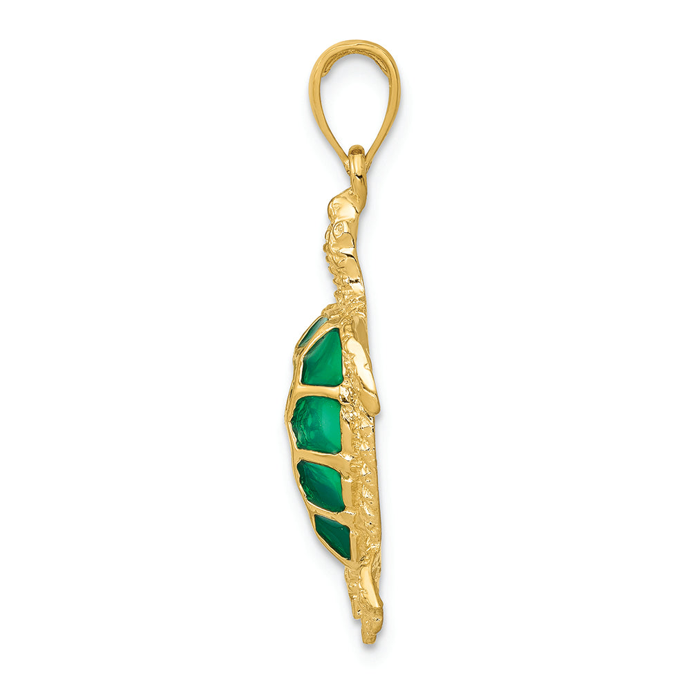 FJC Finejewelers 14k Yellow Gold Green Enameled Sea Turtle Charm