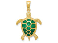 FJC Finejewelers 14k Yellow Gold Green Enameled Sea Turtle Charm
