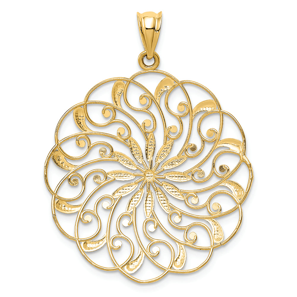 FJC Finejewelers 14k Yellow Gold with Rhodium Bright Cut Fancy Swirl Charm