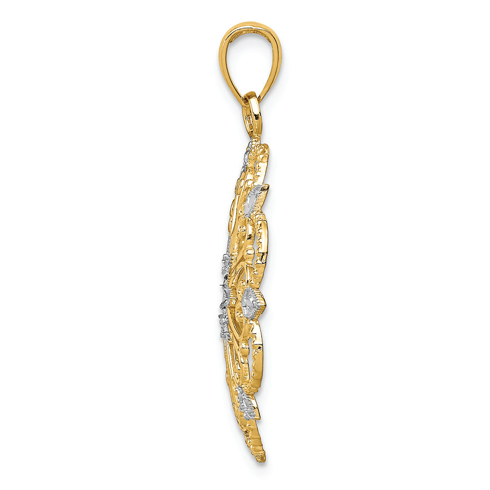 FJC Finejewelers 14k Yellow Gold with Rhodium Starburst Charm