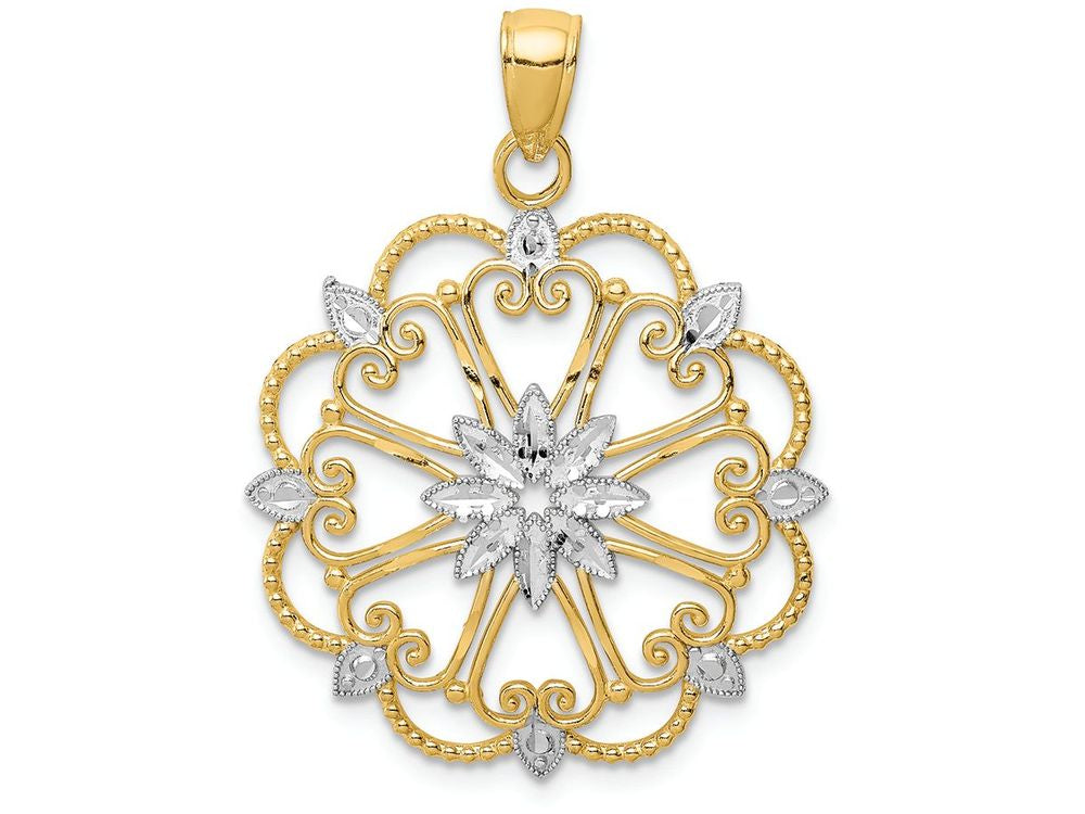 FJC Finejewelers 14k Yellow Gold with Rhodium Starburst Charm