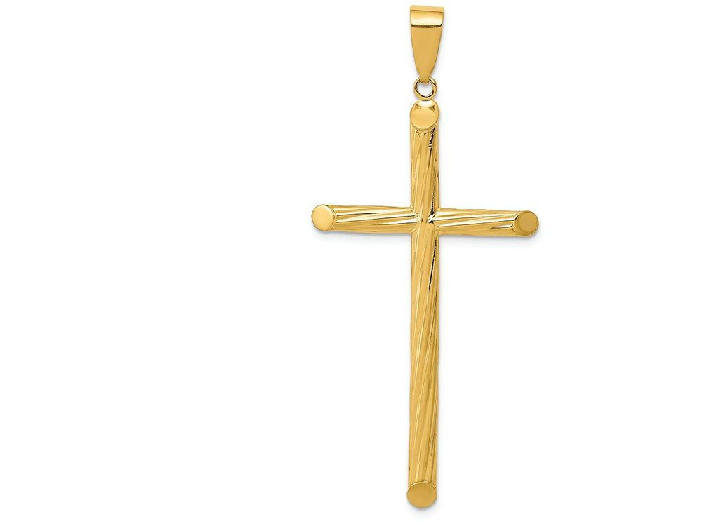 FJC Finejewelers 14k Yellow Gold Fancy Textured Cross Charm