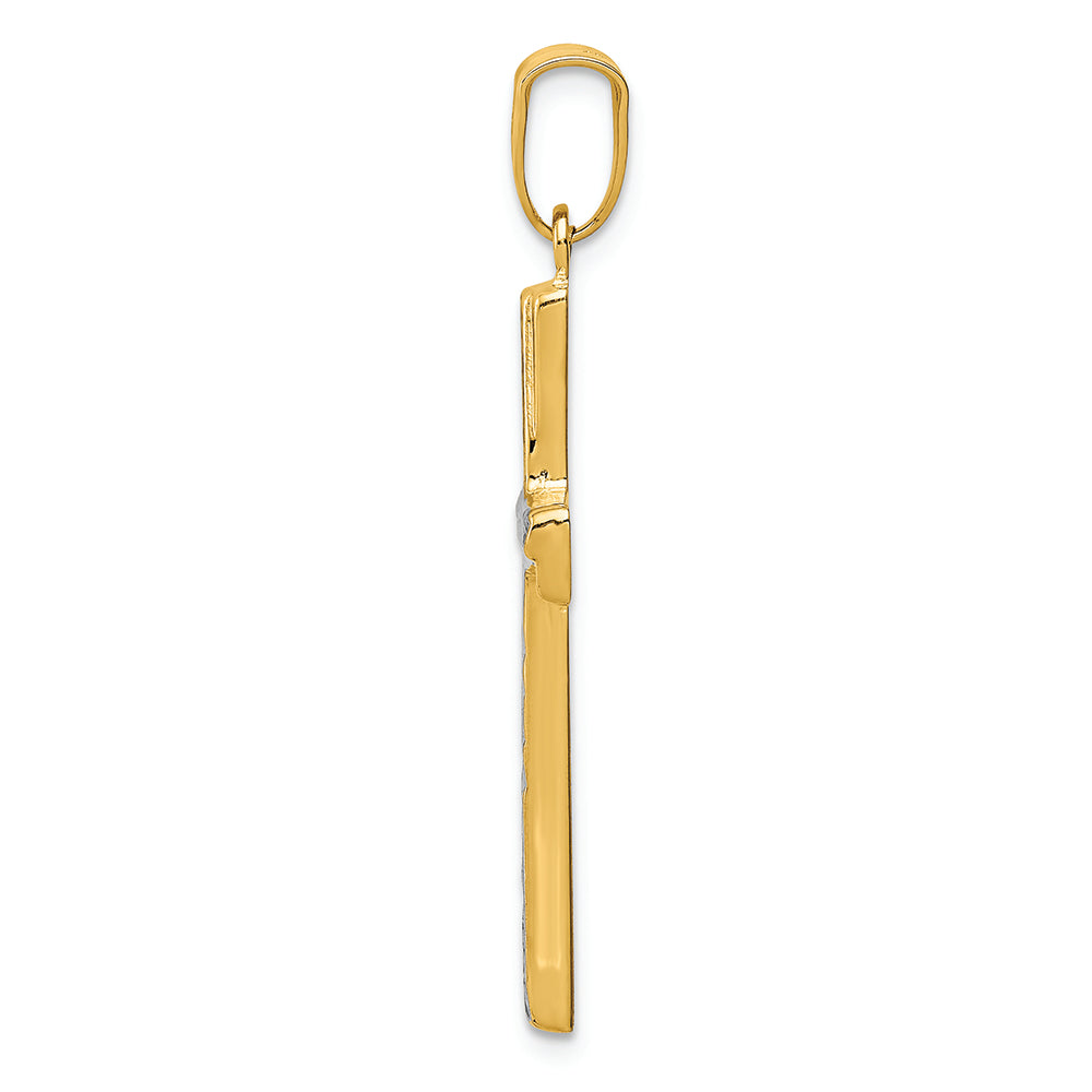 FJC Finejewelers 14k Yellow Gold with with Rhodium Bright Cut Cross Charm