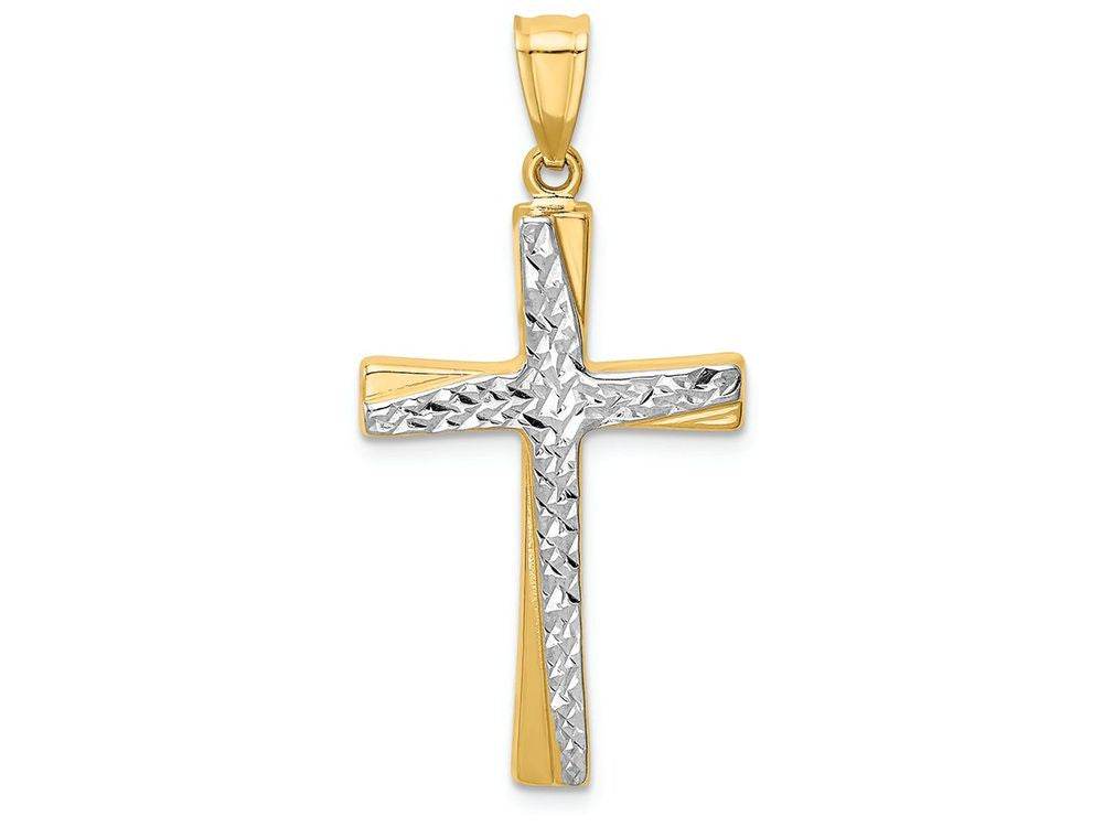 FJC Finejewelers 14k Yellow Gold with with Rhodium Bright Cut Cross Charm