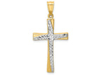 FJC Finejewelers 14k Yellow Gold with with Rhodium Bright Cut Cross Charm