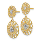 FJC Finejewelers 14k Yellow Gold with Rhodium Bright Cut Filigree Medallion Drop Post Earrings