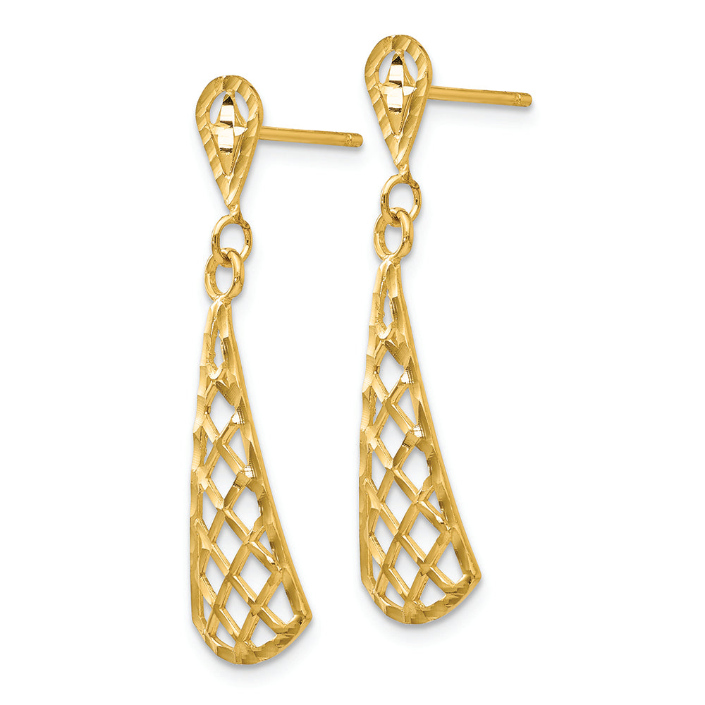 FJC Finejewelers 14k Yellow Gold Bright Cut Inverted Fan Dangle Post Earring