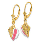 FJC Finejewelers 14k Yellow Gold Enameled Conch Shell Leverback Earrings