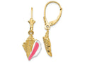 FJC Finejewelers 14k Yellow Gold Enameled Conch Shell Leverback Earrings