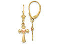 FJC Finejewelers 14k Two-tone Gold Heart On Cross Leverback Earrings