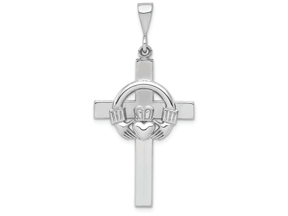 FJC Finejewelers 14k White Gold Claddagh Cross Charm