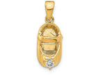 FJC Finejewelers 14k Yellow Gold 3D April Simulated Stone Engraveable Baby Shoe Charm