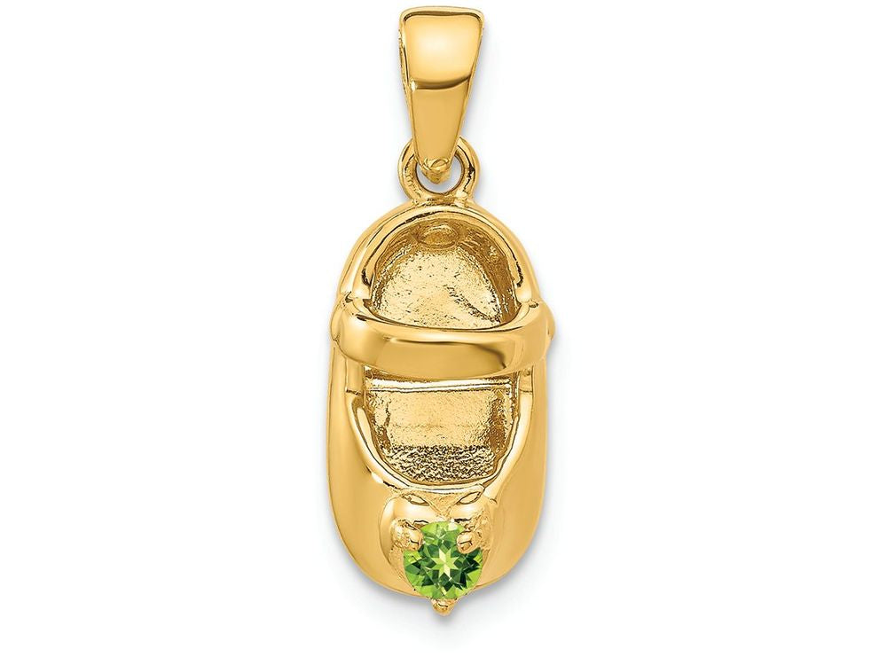 FJC Finejewelers 14k Yellow Gold 3D August Simulated Stone Engraveable Baby Shoe Charm